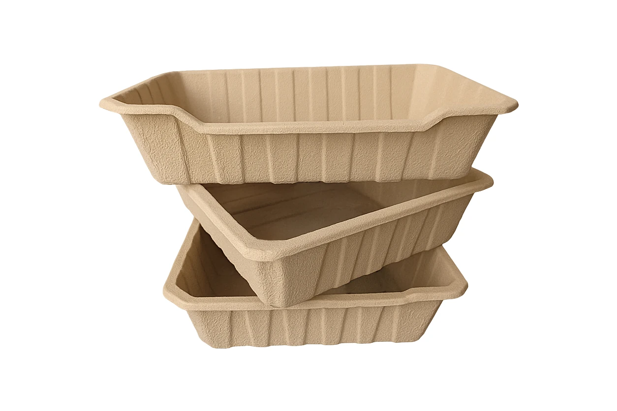 Stack of three EcoPetBox disposable biodegradable litter trays