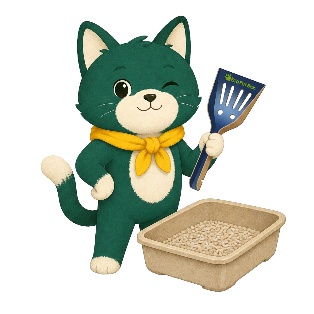 Kito holding a navy and kraft cardboard scoop