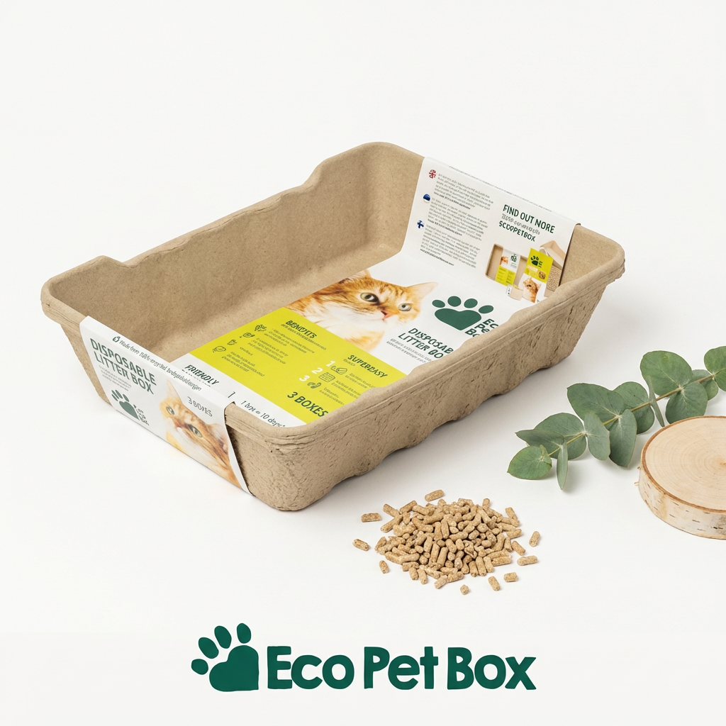 EcoPetBox disposable litter tray on a clean surface — lightweight, accessible, and ready to use