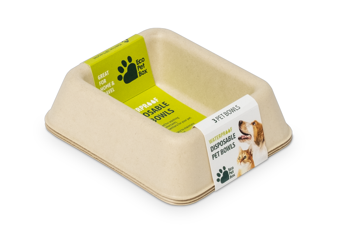 Biodegradable Paper Pet Food & Water Bowls — Plastic-Free