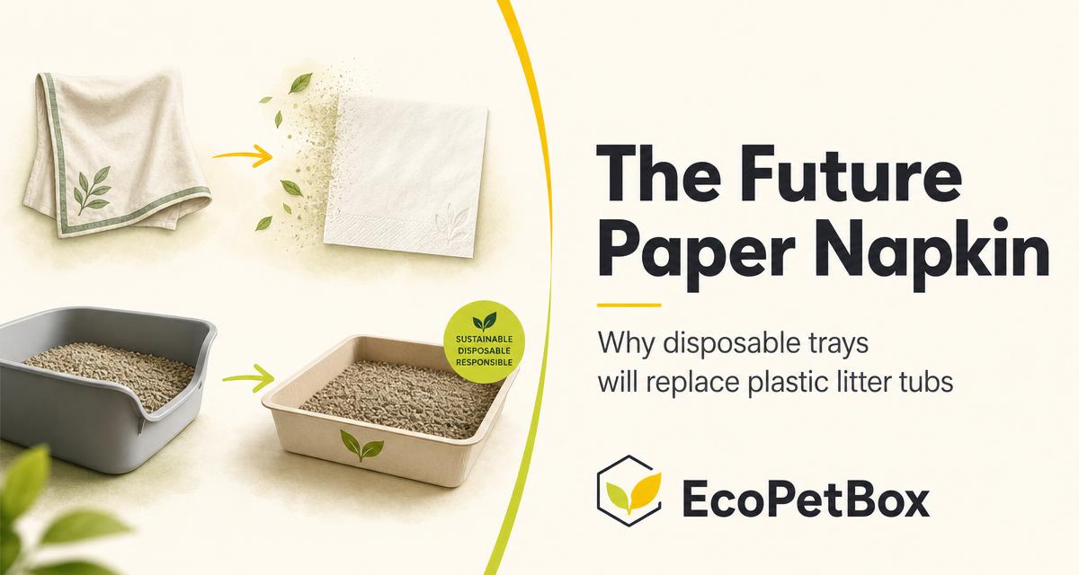 Pile de bacs à litière jetables EcoPetBox en papier biodégradable
