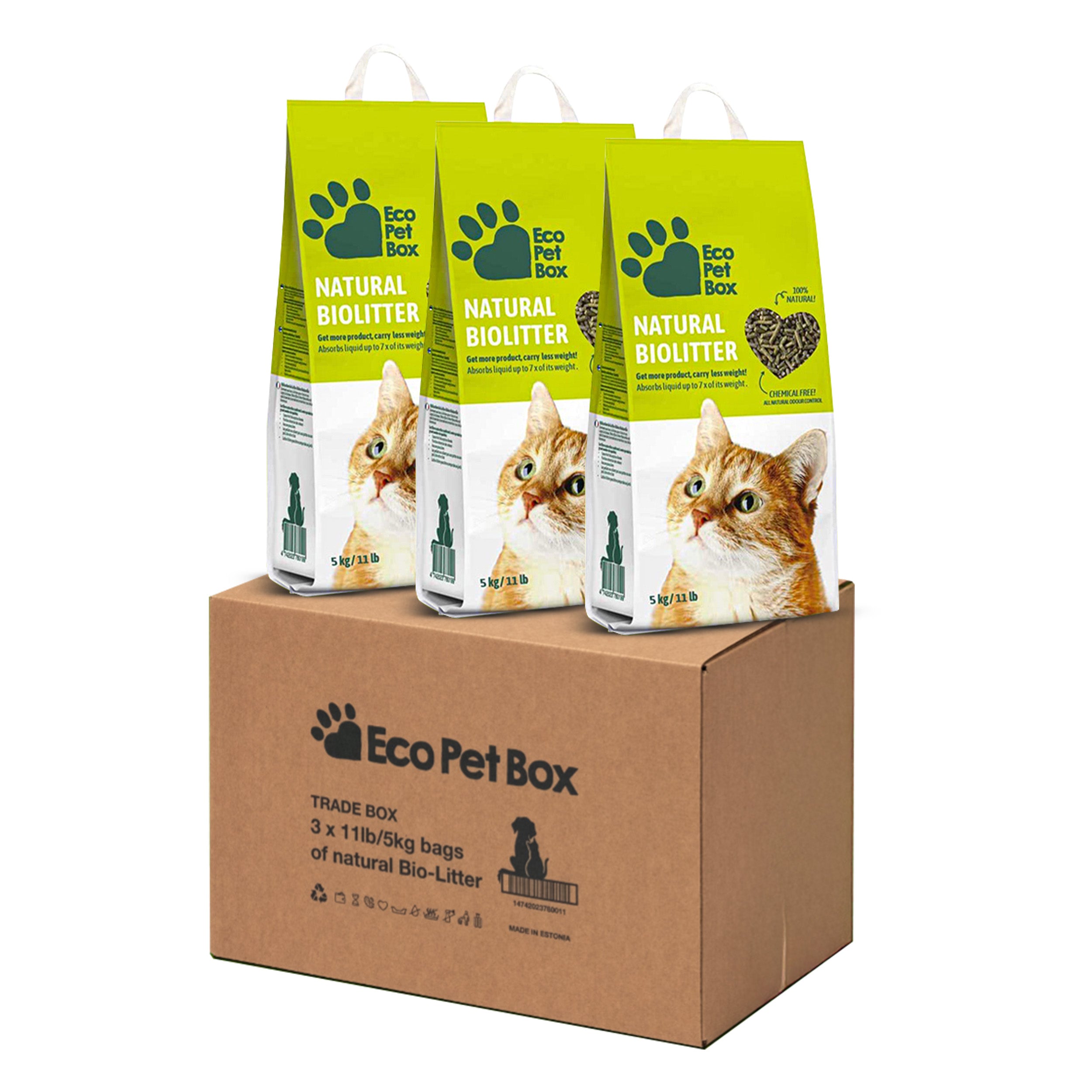 EcoPetBox Compostable Natural Organic Litter for Cats and Birds