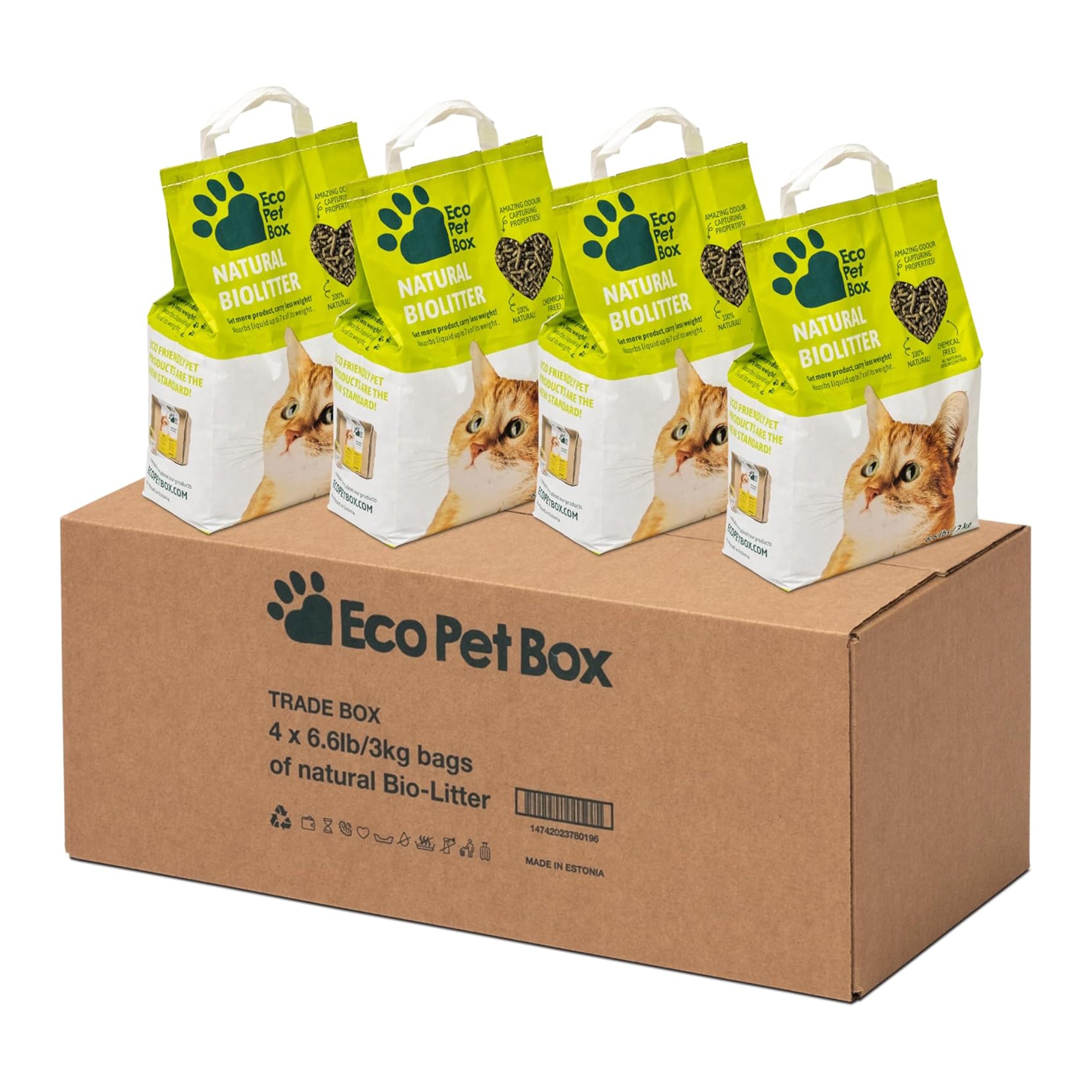 EcoPetBox Compostable Natural Organic Litter for Cats and Birds
