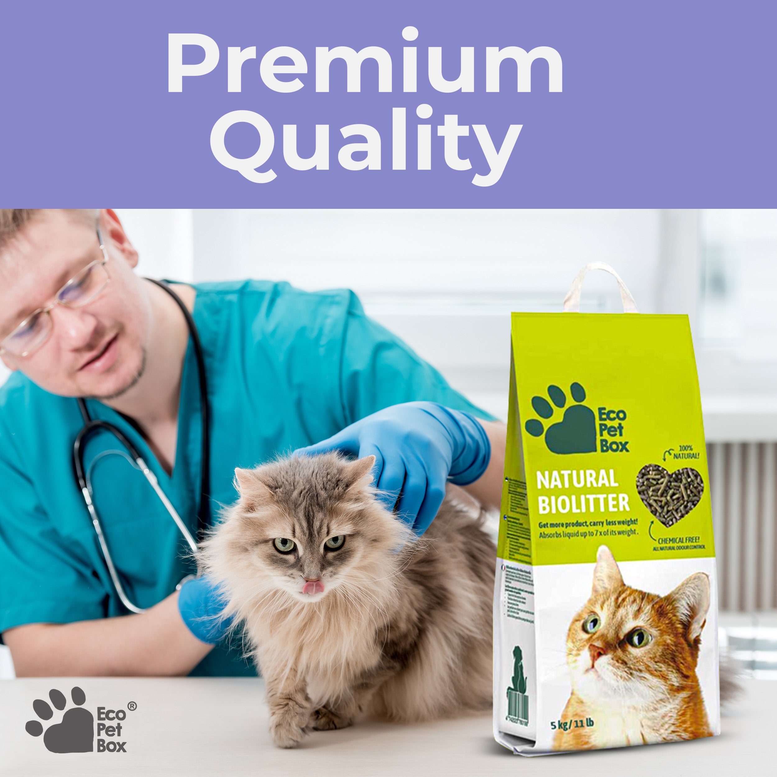 EcoPetBox Compostable Natural Organic Litter for Cats and Birds