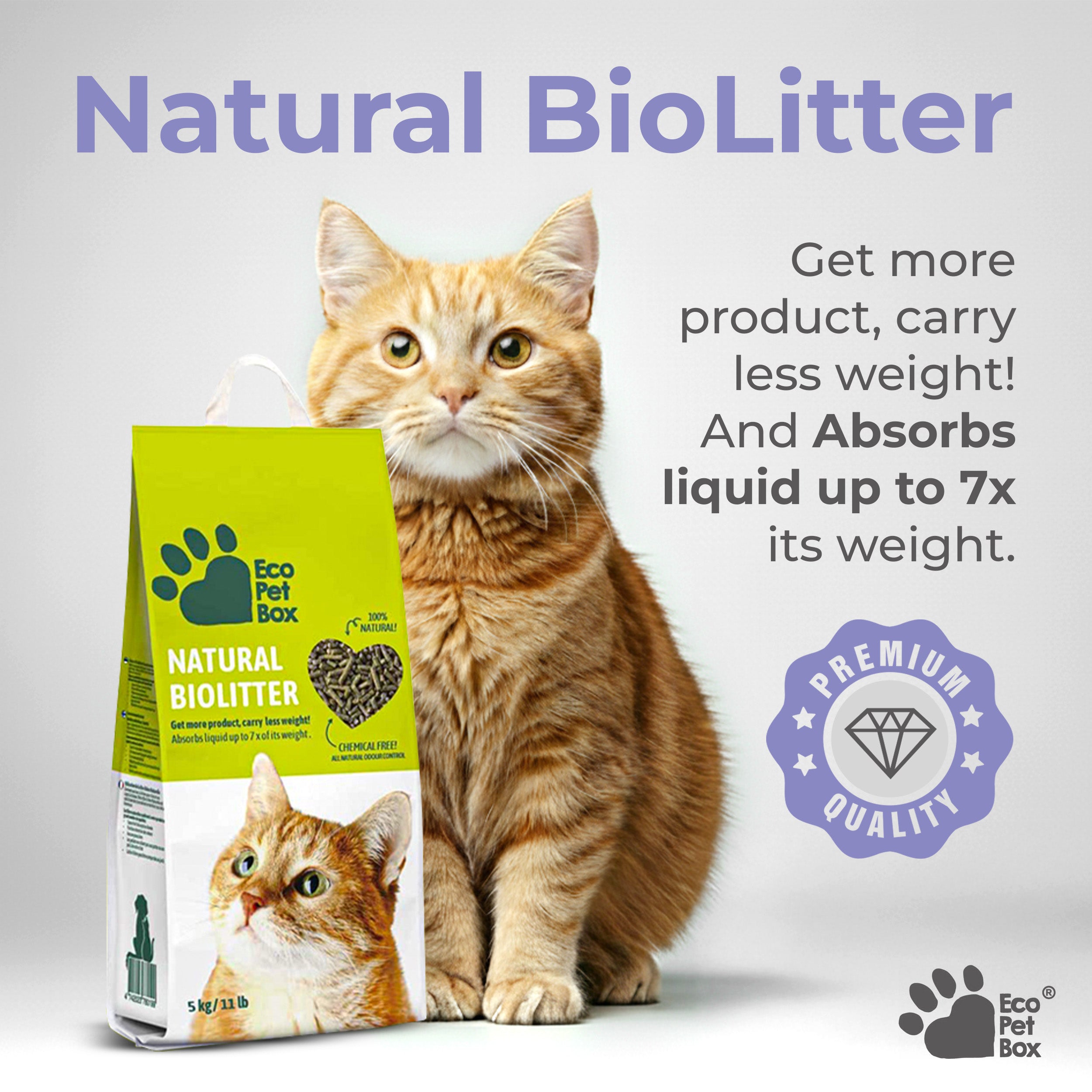 EcoPetBox Compostable Natural Organic Litter for Cats and Birds