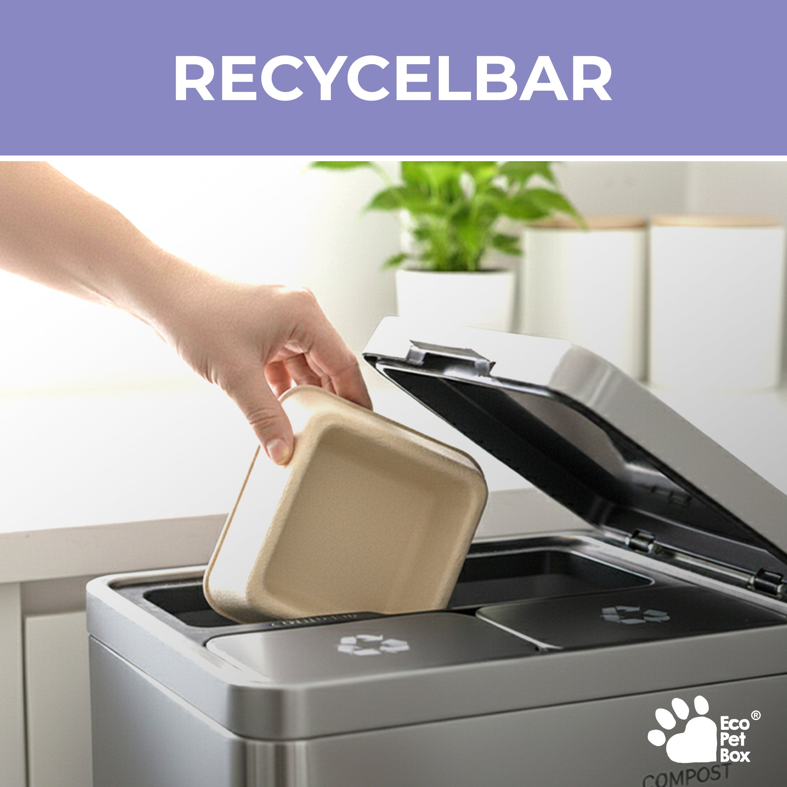 Komplettset Recyclebare-Katzentoiletten 3/6st + 5/10kg Streu oder 3 Näpfe + 3/6 Schaufeln. 100% biologisch abbaubar. Praktisch, hygienisch und geruchsfrei