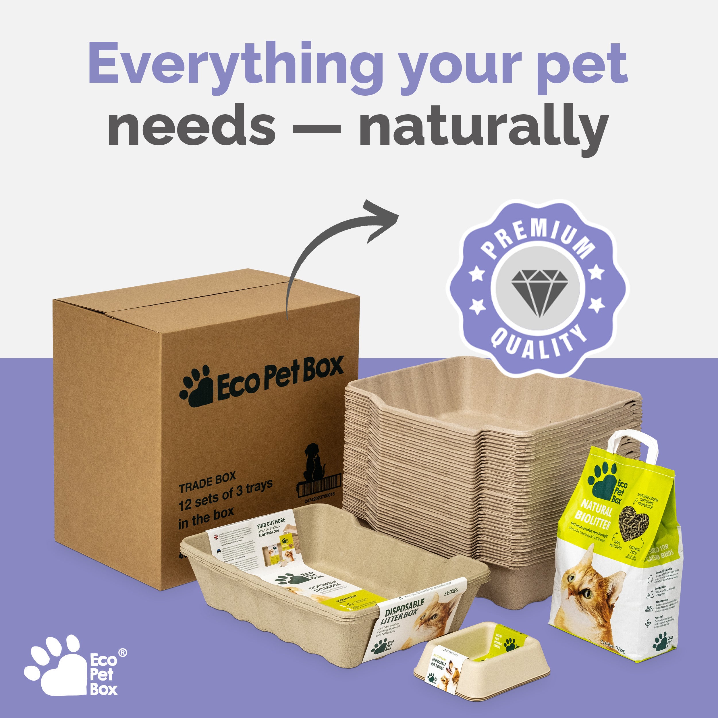 EcoPetBox XL Open Cat LitterTray Highe Edge