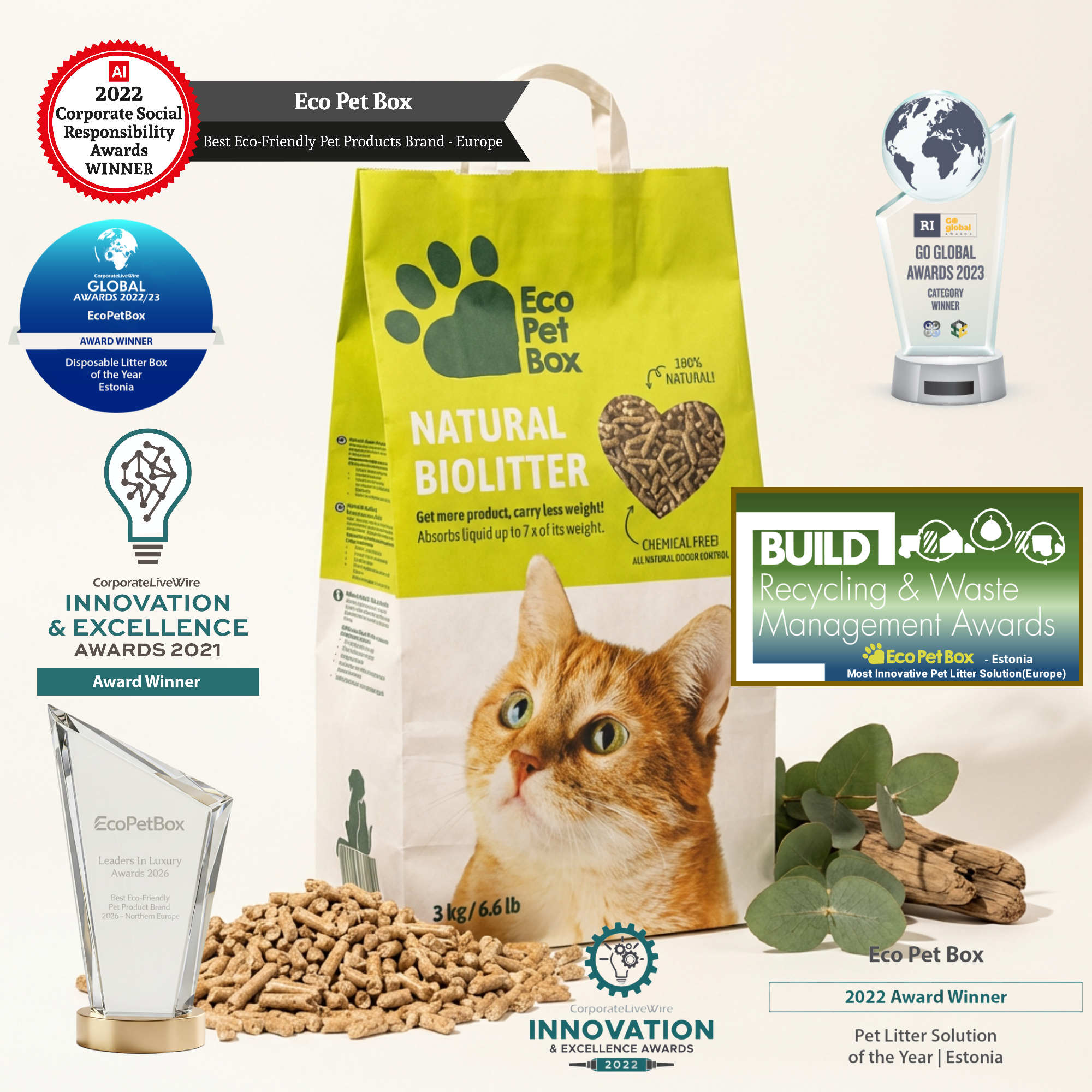 Katzenstreu - Kompostierbare Mischung aus Holz und Heu, 100% natuerlich!